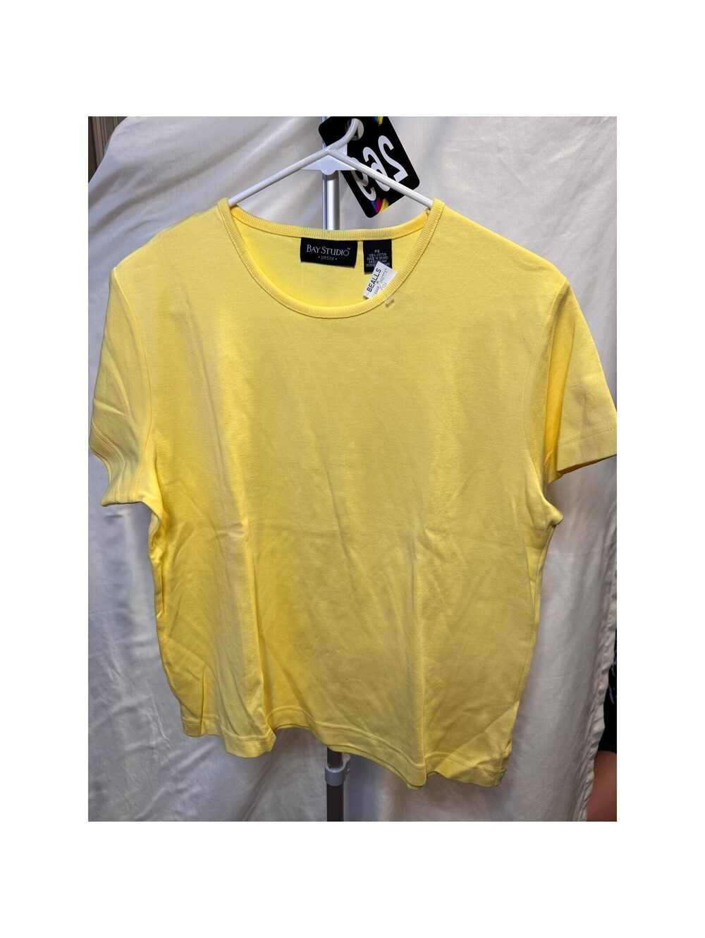 269 Bay Studio Petite Small Yellow Cotton Short Sleeve Crew Neck Basic Tee NWT